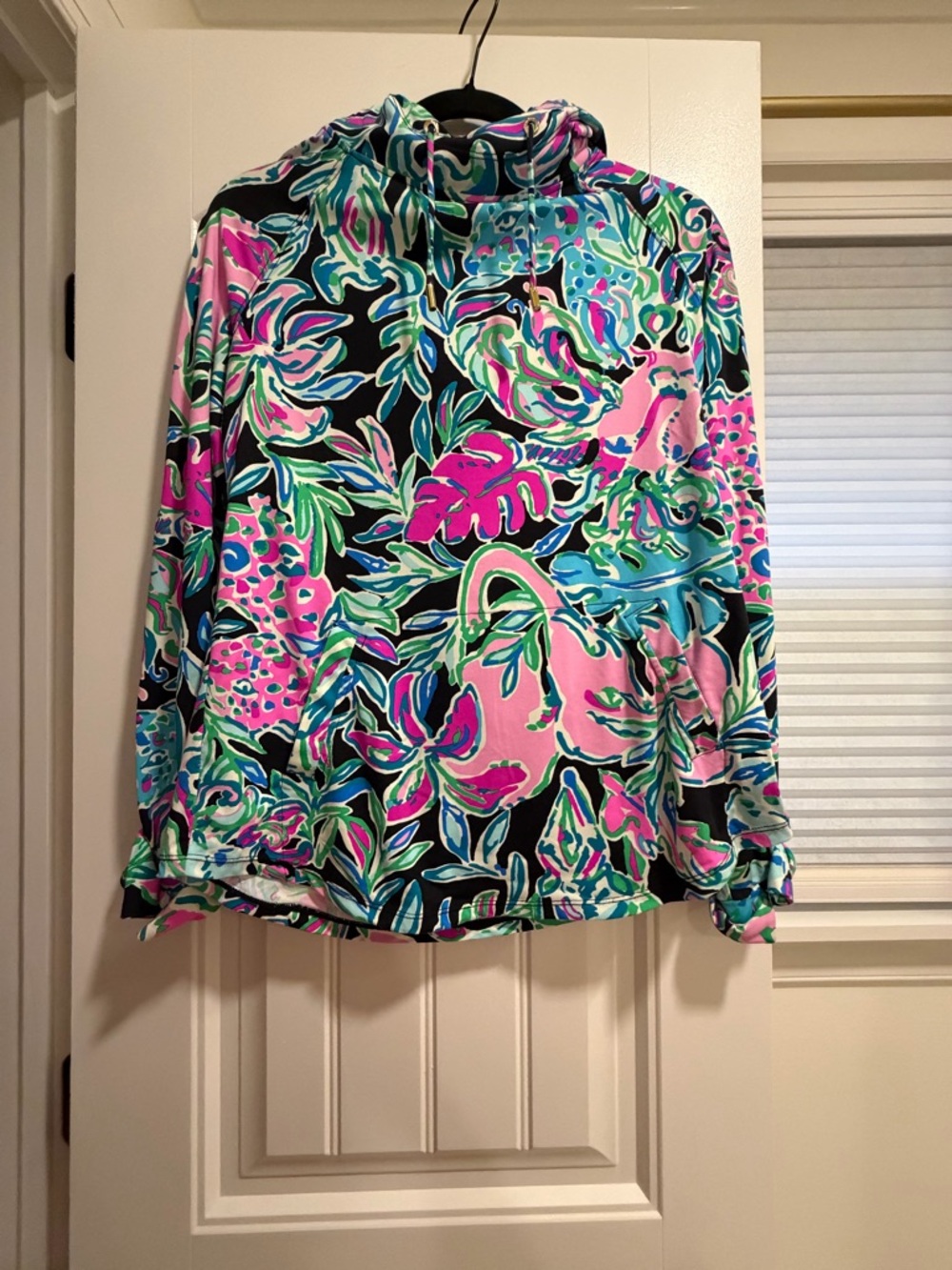 Lilly Pulitzer Pink Multi Tropical Funnel Neck Pullover